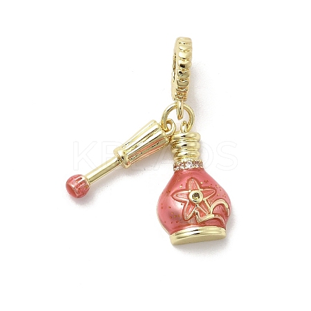 Brass Micro Pave Clear Cubic Zirconia European Dangle Charms KK-A278-08G-01-1
