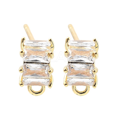 Brass Clear Cubic Zirconia Stud Earring Findings KK-A238-01A-G-1