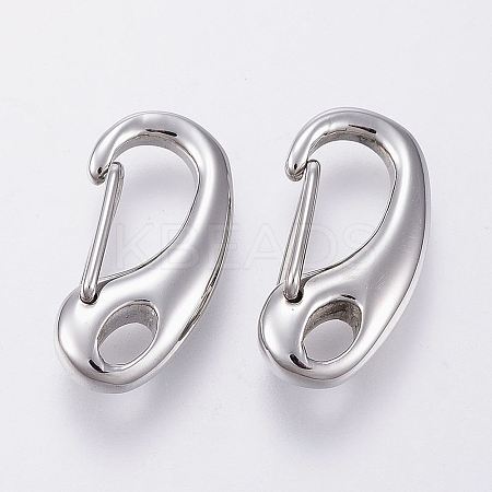 Tarnish Resistant 304 Stainless Steel Push Gate Snap Keychain Clasp Findings LS-STAS-G039-04P-1