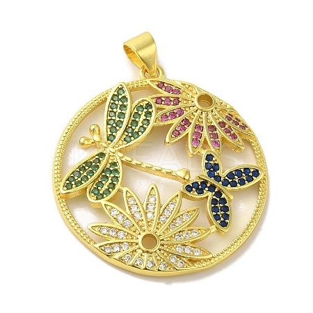 Brass Micro Pave Colorful Cubic Zirconia Pendants KK-Z042-10G-1