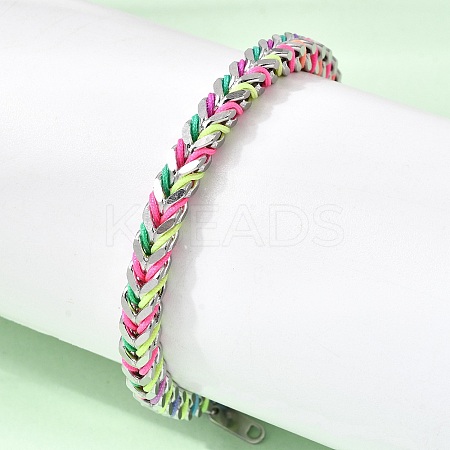 304 Stainless Steel Chain & Nylon Braided Bracelets for Women BJEW-A152-01P-1