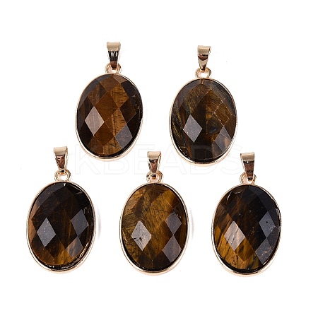 Natural Tiger Eye Pendants G-Q606-92G-03-1