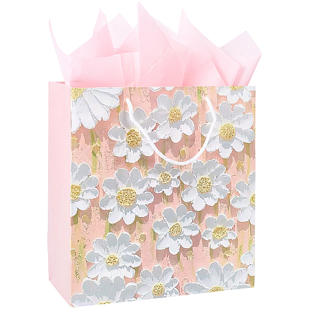 1Pc Flower Printed Paper Gift Storage Bags with Rope Handle ABAG-SP0001-09B-1