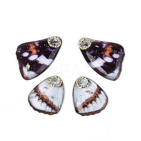 Transparent Epoxy Resin Butterfly Wing Pendants RESI-N045-06A-1