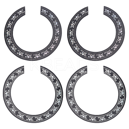 SUPERFINDINGS 4Pcs 2 Colors Waterproof PVC Flower Pattern Classical Guitar Sound Hole Ring Mouth Wheel Sticker DIY-FH0003-07-1