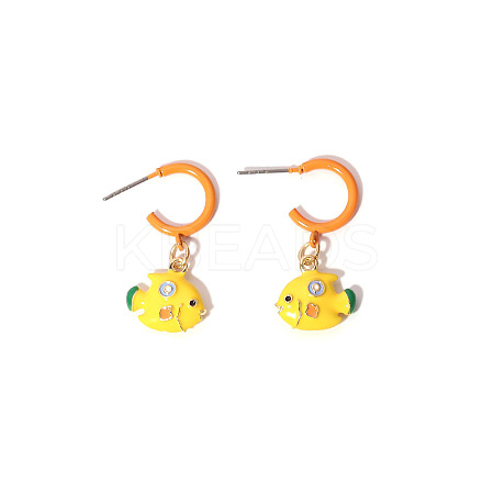 Zinc Alloy Enamel Stud Dangle Earrings WG5F1D3-02-1