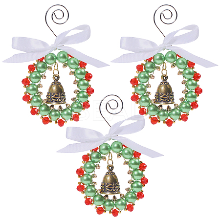 Christmas Wreath Acrlic & Glass Pendant Decorations PALLOY-GO00036-1