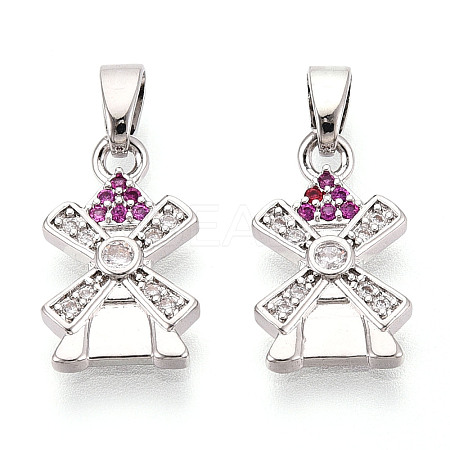 Brass Micro Pave Cubic Zirconia Pendants KK-N257-69P-1