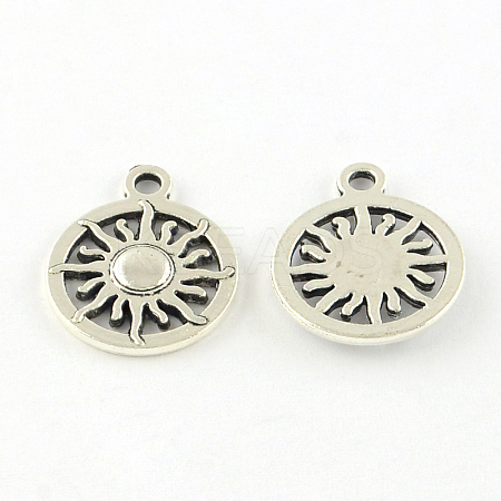 Sun Tibetan Style Alloy Pendants TIBEP-S295-54AS-RS-1