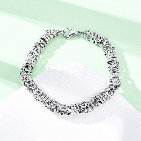 304 Stainless Steel Byzantine Chain Bracelets for Women Men BJEW-R018-14P-1