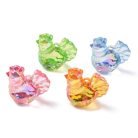 Electroplate Transparent Acrylic Pendants OACR-I014-30-1