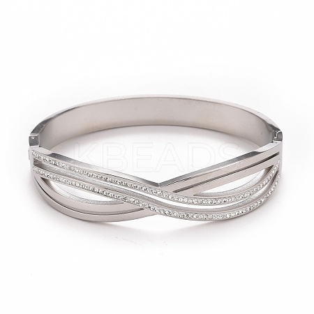 Crystal Rhinestone Infinity Hinged Bangle BJEW-G648-03P-1