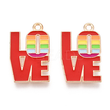 Rainbow Color Pride Alloy Enamel Pendants ENAM-K067-07-1