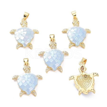 Real 18K Gold Plated Brass Micro Pave Clear Cubic Zirconia Pendants X-KK-D004-05G-C-1