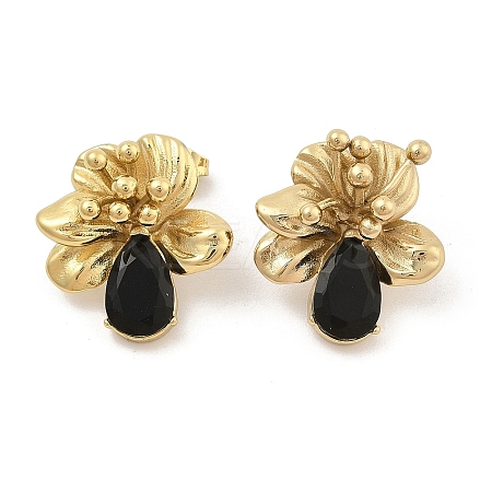 PVD Vacuum Plating Golden 304 Stainless Steel Stud Earrings for Women EJEW-C120-18G-01-1