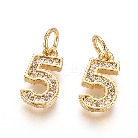 Brass Micro Pave Clear Cubic Zirconia Charms ZIRC-L092-05-G-1
