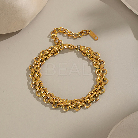 Punk 304 Stainless Steel Link Chain Bracelets for Women BJEW-L717-02G-1
