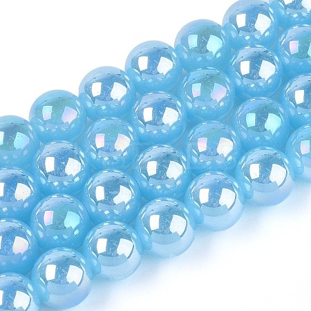 Electroplate Imitation Jade Glass Beads Strands LS-GLAA-T032-J10mm-AB04-1
