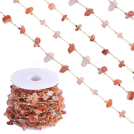 Natural Banded Agate Chips Beaded Chains CHC-SZ0001-62F-1