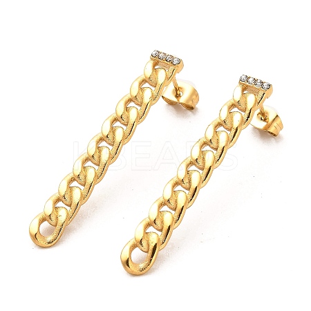 Ion Plating(IP) 304 Stainless Steel Curb Chains Shape Stud Earrings LS-EJEW-D101-01G-1