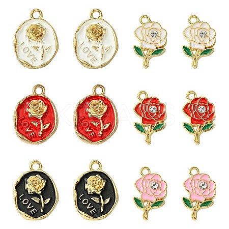 12Pcs 6 Styles Alloy Enamel Pendants FIND-FS0002-05-1