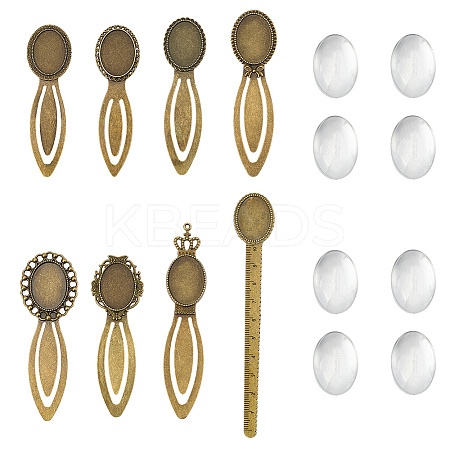 8Pcs 8 Styles Zinc Alloy Bookmark Cabochon Settings FIND-SC0015-24-1