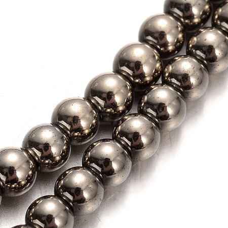 Electroplated Non-magnetic Synthetic Hematite Bead Strands G-E304-51-3mm-1