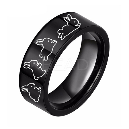 Rabbit Pattern 201 Stainless Steel Finger Rings for Couple FS-WG795E8-01-1