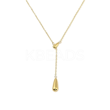 304 Stainless Steel Teardrop Pendant Necklaces NJEW-N055-17G-1