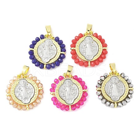 Brass Glass Pendants KK-Z101-07G-1