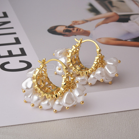 Brass Hoop Earrings for Women EJEW-Q391-16G-1