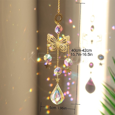 Crystal Glass & Brass & Iron Sun Catcher Pendant PW-WGF19EC-01-1