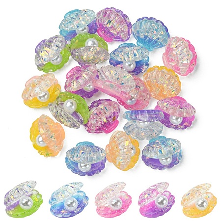 20Pcs Transparent Resin & Imitation Pearl Cabochons CRES-YW0001-48-1