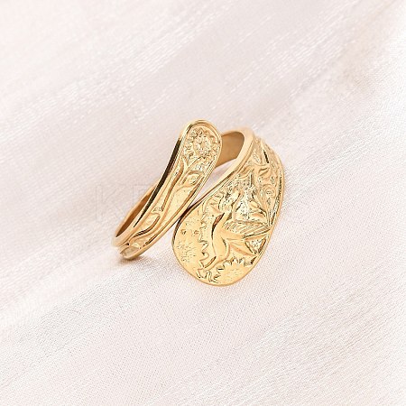 304 Stainless Steel Open Cuff Rings for Women RJEW-K309-05G-1