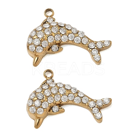 304 Stainless Steel Micro Pave Clear Cubic Zirconia Pendants CU-CBAF0F8-01C-G-1