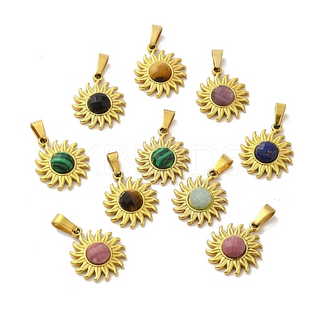 Gemstone Faceted Sun Pendants STAS-P361-03G-1
