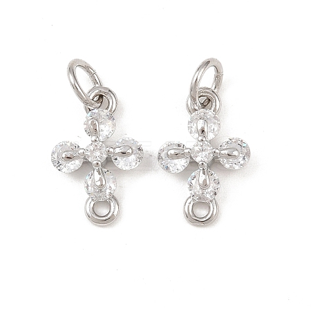 Brass Pave Clear Cubic Zirconia Cross Links Connector Charms KK-G544-16P-1