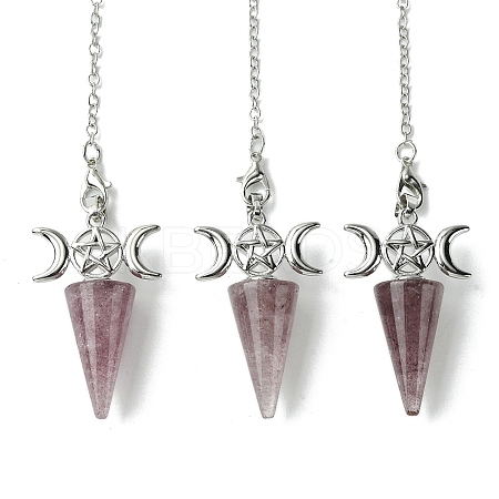 Natural Strawberry Quartz Cone Dowsing Pendulum Big Pendants G-C114-01P-15-1