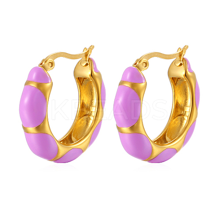 304 Stainless Steel Enamel Hoop Earrings for Women AU7915-1-1
