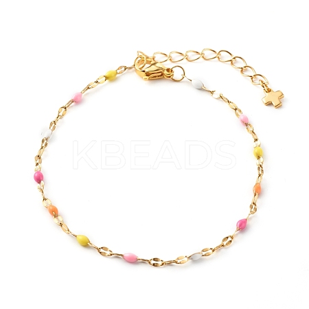304 Stainless Steel Enamel Link Chains Bracelets BJEW-JB06336-1