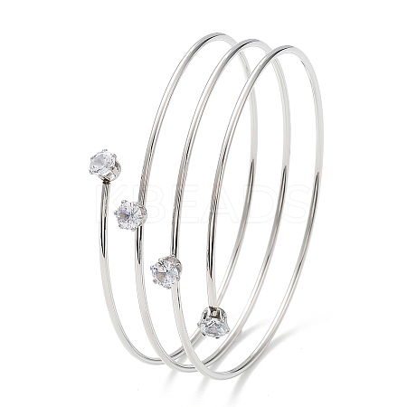 304 Stainless Steel Triple Loops Wire Wrap Bangle BJEW-K227-02P-1