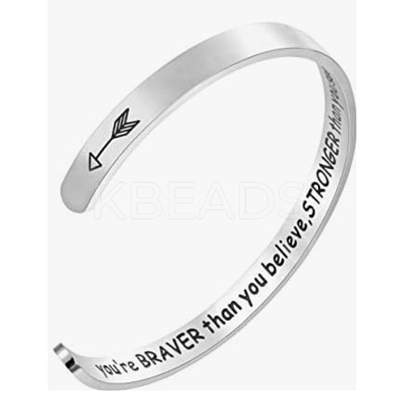 Inspirational 304 Stainless Steel Cuff Bangles FS-WG30F15-07-1
