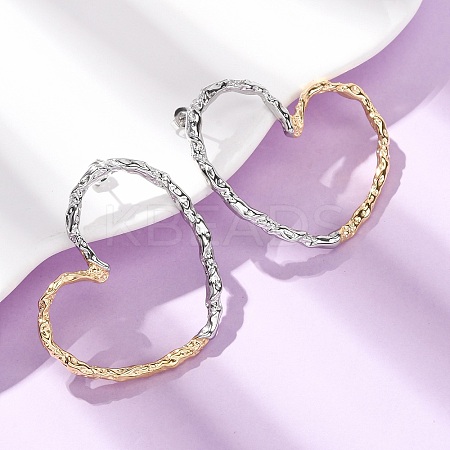 Hollow Heart 316 Stainless Steel Stud Earrings EJEW-Z160-01GP-1