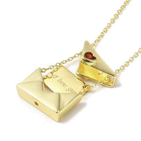 Brass Micro Pave Cubic Zirconia Pendant Necklace NJEW-B082-02G-01-1