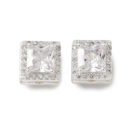 Brass Micro Pave Clear Cubic Zirconia Beads KK-G531-04S-1