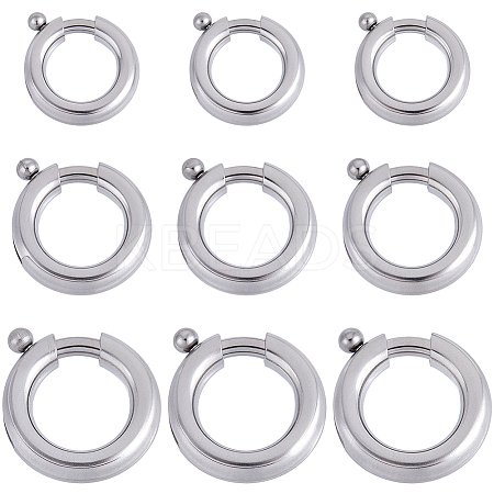 15Pcs 3 Styles 316 Surgical Stainless Steel Spring Gate Rings STAS-BBC0007-83-1