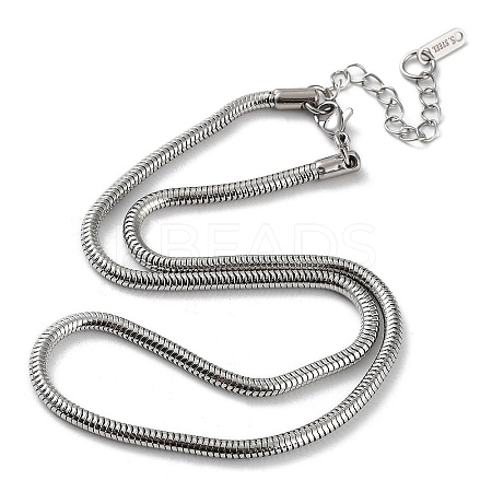 Non-Tarnish 304 Stainless Steel Round Snake Chain Necklace LS-NJEW-D045-13P-1