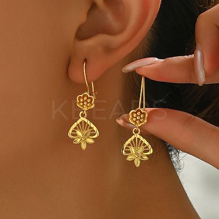 Golden Vintage Brass Hoop Earrings FY7289-1-1