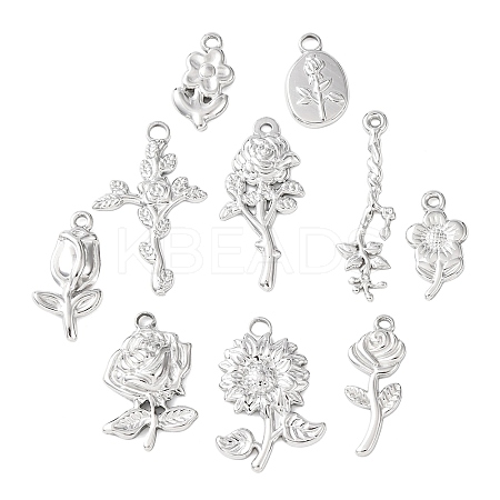 10Pcs 304 Stainless Steel Pendants STAS-P432-09P-1