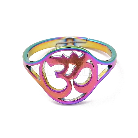 Ion Plating(IP) 304 Stainless Steel Yoga Adjustable Ring for Women RJEW-M149-24RC-1